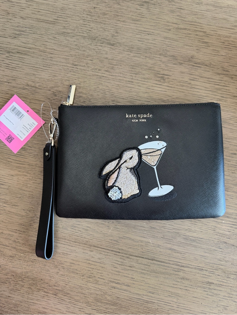 Kate Spade Bun Bun Bunny Pouch Wristlet K5652 NWT Bunny With Martini Glass